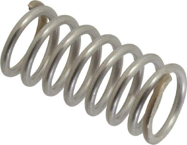 Value Collection - 0.6" OD, 0.072" Wire, 1-1/4" Free Length, Compression Spring - 36.66 Lb Spring Rating, Stainless Steel - Exact Tool & Supply