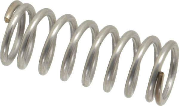 Value Collection - 0.6" OD, 0.072" Wire, 1-1/2" Free Length, Compression Spring - 29.9 Lb Spring Rating, Stainless Steel - Exact Tool & Supply