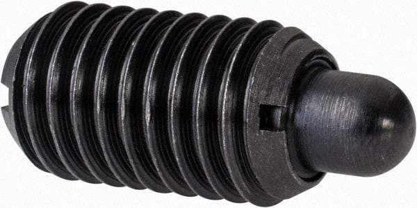 Gibraltar - M12 x 1.75, 20.5mm Thread Length, 6.5mm Plunger Projection, Steel Threaded Spring Plunger - 6.3mm Max Plunger Diam, 0.77 Kg Init End Force, 3.86 Kg Final End Force - Exact Tool & Supply