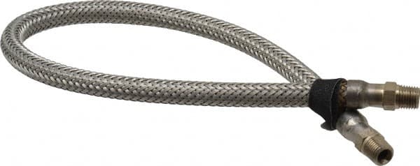 Made in USA - 24" OAL, 1/4" ID, 2,030 Max psi, Flexible Metal Hose Assembly - Exact Tool & Supply