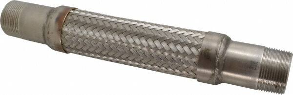 Made in USA - 12" OAL, 1-1/4" ID, 465 Max psi, Flexible Metal Hose Assembly - Exact Tool & Supply