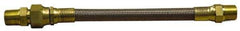 Made in USA - 12" OAL, 5/16" ID, 2,500 Max psi, Flexible Metal Hose Assembly - 3/8" Fitting, Male Pipe x Male Pipe Union End Connections, Brass Fitting, 304 Stainless Steel Hose - Exact Tool & Supply