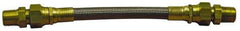 Made in USA - 48" OAL, 5/16" ID, 2,500 Max psi, Flexible Metal Hose Assembly - 3/8" Fitting, Male Coupling x Male Coupling End Connections, Brass Fitting, 304 Stainless Steel Hose - Exact Tool & Supply