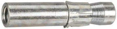 Wej-It - 1-1/4" Diam, 1-1/4" Drill, 5" OAL, 1/2" Min Embedment Drop-In Concrete Anchor - 12L14 Steel, Zinc-Plated Finish, Hex Nut Head, Hex Drive, 1-1/2" Thread Length - Exact Tool & Supply