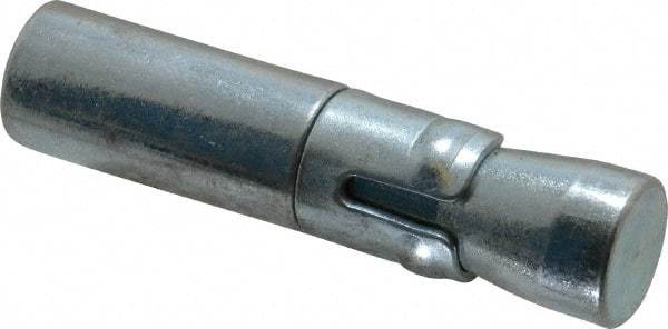 Wej-It - 7/8" Diam, 7/8" Drill, 3-13/16" OAL, 1/2" Min Embedment Drop-In Concrete Anchor - 12L14 Steel, Zinc-Plated Finish, 5/8" Hex Nut Head, 1-1/2" Thread Length - Exact Tool & Supply