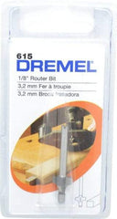 Dremel - 1/8" Diam, 1.2" Overall Length, High Speed Steel, Round-Over, Edge Profile Router Bit - 1/8" Shank Diam x 0.4" Shank Length, Uncoated - Exact Tool & Supply
