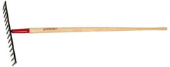 Razor-Back - Asphalt Rake with 66" Straight Wood Handle - 16" Blade Width, 14 Tines, 4" Tine Length - Exact Tool & Supply