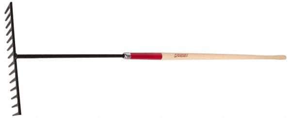 Razor-Back - Asphalt Rake with 78" Straight Wood Handle - 17" Blade Width, 14 Tines, 4" Tine Length - Exact Tool & Supply