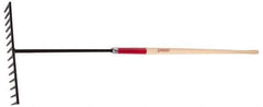 Razor-Back - Asphalt Rake with 78" Straight Wood Handle - 17" Blade Width, 14 Tines, 4" Tine Length - Exact Tool & Supply