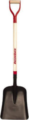 Razor-Back - 14-1/2" High x 11-1/2" Wide Square Steel Scoop - 34" Long Wood D-Grip Handle, No Step - Exact Tool & Supply