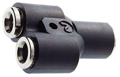 Norgren - 5/32x1/4" Outside Diam, Nickel Plated Brass Push-to-Connect Union Y - 260 Max psi, Tube to Tube Connection, Nitrile O-Ring - Exact Tool & Supply