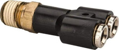 Norgren - 1/4 NPTF, Nickel Plated Brass Push-to-Connect Tube Parallel Male Swivel Y - 260 Max psi, Tube to Male Connection, Nitrile O-Ring - Exact Tool & Supply
