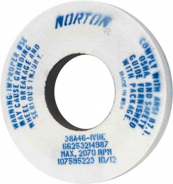 Norton - 12" Diam x 5" Hole x 1-1/2" Thick, I Hardness, 46 Grit Surface Grinding Wheel - Aluminum Oxide, Type 1, Coarse Grade, 2,070 Max RPM, Vitrified Bond, No Recess - Exact Tool & Supply