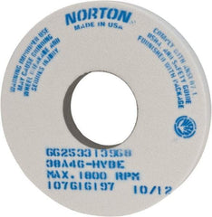 Norton - 14" Diam x 5" Hole x 1-1/2" Thick, H Hardness, 46 Grit Surface Grinding Wheel - Aluminum Oxide, Type 1, Coarse Grade, 1,800 Max RPM, Vitrified Bond, No Recess - Exact Tool & Supply