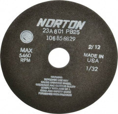 Norton - 7" 60 Grit Aluminum Oxide Cutoff Wheel - 1/32" Thick, 1-1/4" Arbor, 5,460 Max RPM, Use with Stationary Grinders - Exact Tool & Supply