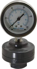 Plast-O-Matic - 100 Max psi, 2 Inch Dial Diameter, PVC Pressure Gauge Guard and Isolator - 3% Accuracy - Exact Tool & Supply