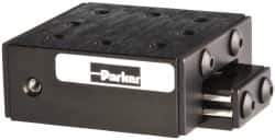 Parker - 25 Lb. Capacity, 6-32 Mount Hole, 1" Travel, Ball Bearing Slide Table - Single Axis, 8 Mounting Holes, 1-3/4" Long x 1-3/4" Wide x 3/4" High - Exact Tool & Supply