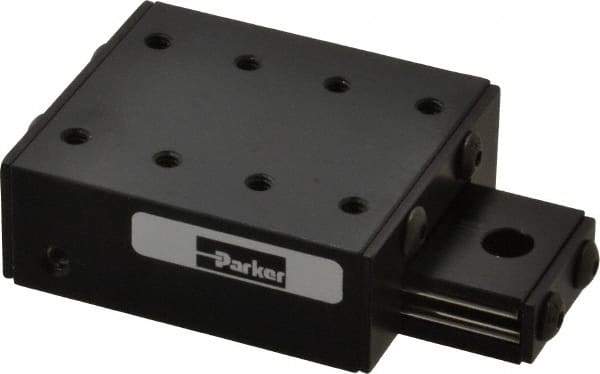 Parker - 28 Lb. Capacity, 6-32 Mount Hole, 1" Travel, Ball Bearing Slide Table - Single Axis, 8 Mounting Holes, 2" Long x 1-3/4" Wide x 3/4" High - Exact Tool & Supply