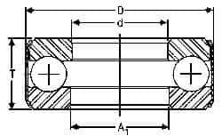 INA Bearing - 1-13/16" Inside x 3-3/32" Outside Diam, 7/8" Thick, Steel Ball Thrust Bearing - 29,000 Lbs. Static Capacity, 12,900 Max Pressure x Velocity - Exact Tool & Supply