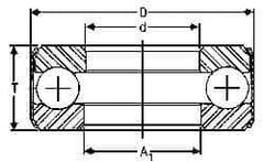 INA Bearing - 1-13/16" Inside x 3-3/32" Outside Diam, 13/16" Thick, Steel Ball Thrust Bearing - 26,500 Lbs. Static Capacity, 10,600 Max Pressure x Velocity - Exact Tool & Supply