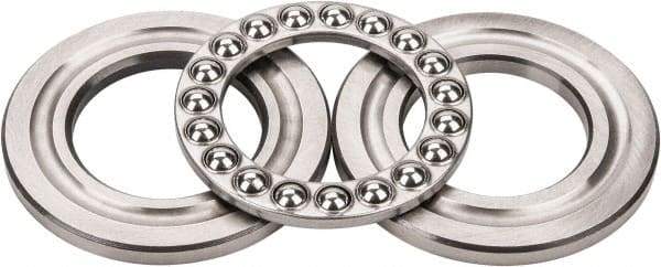 INA Bearing - 1-3/4" Inside x 3-3/32" Outside Diam, 13/16" Thick, Steel Ball Thrust Bearing - 14,000 Lbs. Static Capacity, 6,100 Max Pressure x Velocity - Exact Tool & Supply