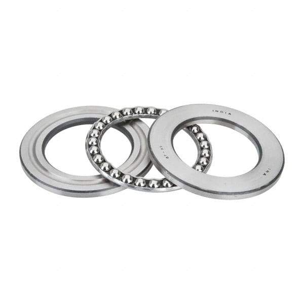 INA Bearing - 2-1/2" Inside x 3.969" Outside Diam, 13/16" Thick, Steel Ball Thrust Bearing - 27,500 Lbs. Static Capacity, 10,300 Max Pressure x Velocity - Exact Tool & Supply