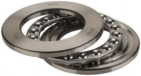 INA Bearing - 2-3/4" Inside x 4-15/32" Outside Diam, 1" Thick, Steel Ball Thrust Bearing - 44,500 Lbs. Static Capacity, 16,900 Max Pressure x Velocity - Exact Tool & Supply
