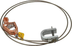 Hubbell Workplace - 19 AWG, 5 Ft., Alligator Clip, C-Clamp, Grounding Cable with Clamps - Noninsulated, Federal Specification A-A-59466-010 - Exact Tool & Supply