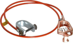Hubbell Workplace - 19 AWG, 3 Ft., Alligator Clip, C-Clamp, Grounding Cable with Clamps - Orange, Federal Specification A-A-59466-010 - Exact Tool & Supply