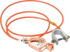 Hubbell Workplace - 19 AWG, 5 Ft., Alligator Clip, C-Clamp, Grounding Cable with Clamps - Orange, Federal Specification A-A-59466-010 - Exact Tool & Supply
