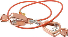 Hubbell Workplace - 19 AWG, 3 Ft., Alligator Clip, Grounding Cable with Clamps - Orange, Includes 2 Alligator Clips, Federal Specification A-A-59466-010 - Exact Tool & Supply
