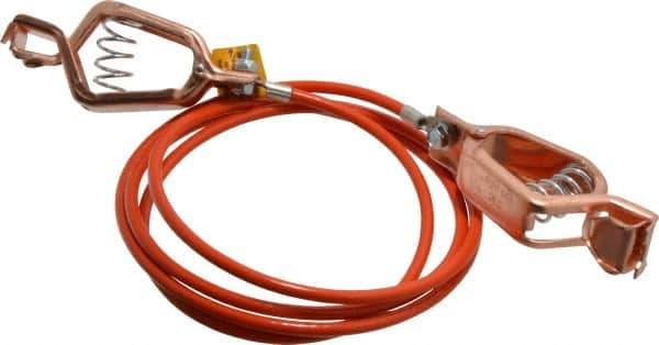 Hubbell Workplace - 19 AWG, 5 Ft., Alligator Clip, Grounding Cable with Clamps - Orange, Includes 2 Alligator Clips, Federal Specification A-A-59466-010 - Exact Tool & Supply