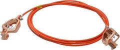 Hubbell Workplace - 19 AWG, 10 Ft., Alligator Clip, Grounding Cable with Clamps - Orange, Includes 2 Alligator Clips, Federal Specification A-A-59466-010 - Exact Tool & Supply