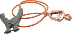 Hubbell Workplace - 19 AWG, 3 Ft., Alligator Clip, Hand Clamp, Grounding Cable with Clamps - Orange, Federal Specification A-A-59466-010 - Exact Tool & Supply