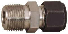 Parker - 1/4" OD, Stainless Steel Male Connector - 7/8" Hex, Comp x MNPT Ends - Exact Tool & Supply