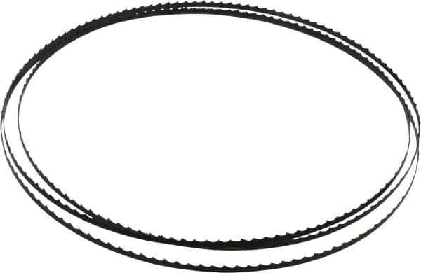 Starrett - 4 TPI, 7' 9-1/2" Long x 1/4" Wide x 0.025" Thick, Welded Band Saw Blade - Carbon Steel, Toothed Edge, Raker Tooth Set, Flexible Back, Contour Cutting - Exact Tool & Supply