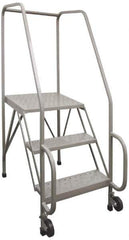 PW Platforms - 3 Step, 58-1/2 Inch Overall Height, Grip Strut Tread, Tilt and Roll Safety Ladder - 300 Lb. Load Capacity, 30 Inch Platform Height, 26 Inch Base Width x 38 Inch Base Depth - Exact Tool & Supply