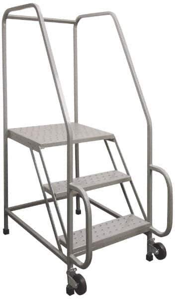PW Platforms - 5 Step, 77-1/2 Inch Overall Height, Grip Strut Tread, Tilt and Roll Safety Ladder - 300 Lb. Load Capacity, 50 Inch Platform Height, 32 Inch Base Width x 52 Inch Base Depth - Exact Tool & Supply