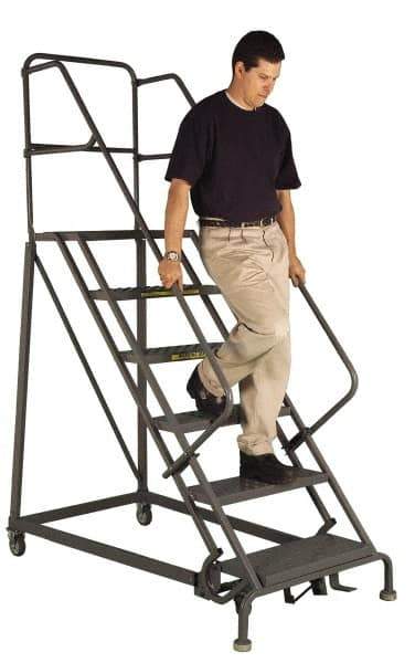 TRI-ARC - 130" 10 Step Ladder - Slope Ladder, 450 Lb Capacity, 100" Platform Height, 34" Base Width x 99" Depth, Perforated Tread - Exact Tool & Supply