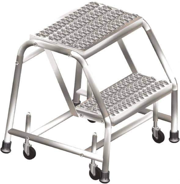Ballymore - 20" 2 Step Ladder - Rolling Safety Ladder, 300 Lb Capacity, 20" Platform Height, 20" Base Width x 19" Depth, Grip Strut - Exact Tool & Supply