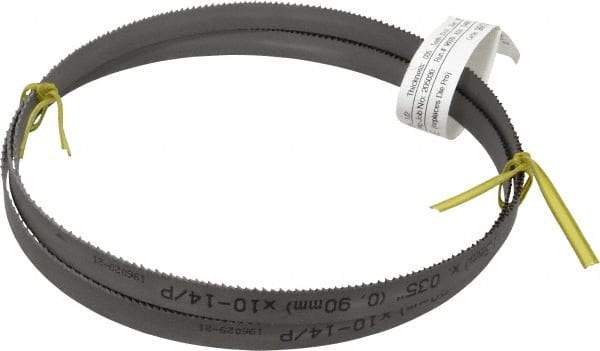 Starrett - 10 to 14 TPI, 5' 4-1/2" Long x 1/2" Wide x 0.035" Thick, Welded Band Saw Blade - Bi-Metal, Toothed Edge, Raker Tooth Set, Contour Cutting - Exact Tool & Supply
