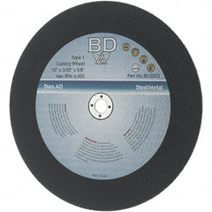 Value Collection - 10" Aluminum Oxide Cutoff Wheel - 3/32" Thick, 5/8" Arbor, 6,000 Max RPM - Exact Tool & Supply