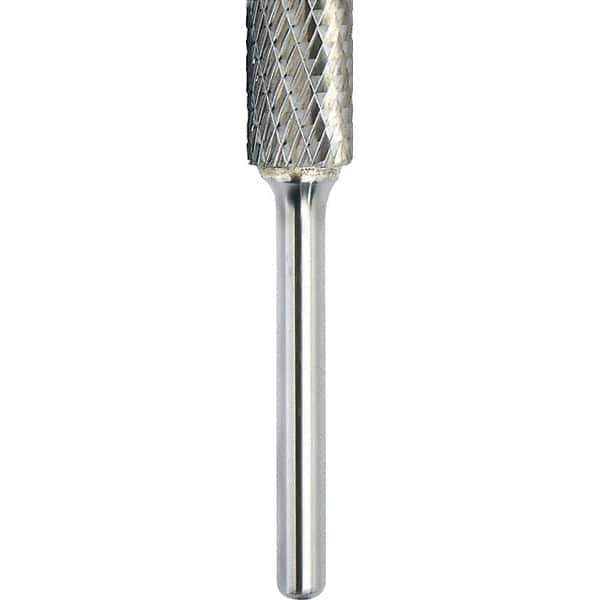 Made in USA - 9.5mm Cut Diam, 0.2362" Shank Diam, Cylinder Head Double Cut Burr - Carbide, 25mm LOC, 70mm OAL - Exact Tool & Supply