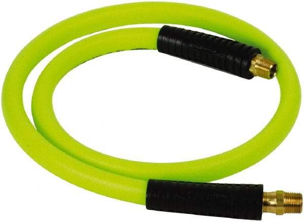 Legacy - 1/2" ID x 0.74" OD 4' Long Lead-In Whip Hose - FNPT x MNPT Swivel Ends, 300 Working psi, 140°, 3/8" Fitting, Green - Exact Tool & Supply