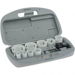 Value Collection - 9 Piece, 3/4" to 2-1/4" Saw Diam, Maintenance Hole Saw Kit - Bi-Metal, Includes 6 Hole Saws - Exact Tool & Supply