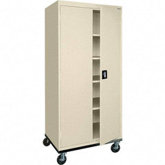 Sandusky Lee - 5 Shelf Mobile Storage Cabinet - Steel, 36" Wide x 24" Deep x 72" High, Putty - Exact Tool & Supply