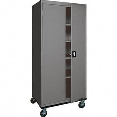 Sandusky Lee - 5 Shelf Mobile Storage Cabinet - Steel, 36" Wide x 24" Deep x 72" High, Charcoal Gray - Exact Tool & Supply