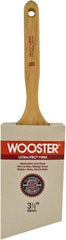 Wooster Brush - 3-1/2" Angled Nylon/Polyester Sash Brush - 3-3/8" Bristle Length, 7.44" Maple Fluted Handle - Exact Tool & Supply