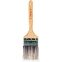 Wooster Brush - 3" Flat Nylon/Polyester Sash Brush - 3-3/16" Bristle Length, 7.88" Maple Fluted Handle - Exact Tool & Supply