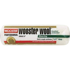 Wooster Brush - 1/2" Nap, 9" Wide Paint Roller - Semi-Rough Texture, Lambswool - Exact Tool & Supply